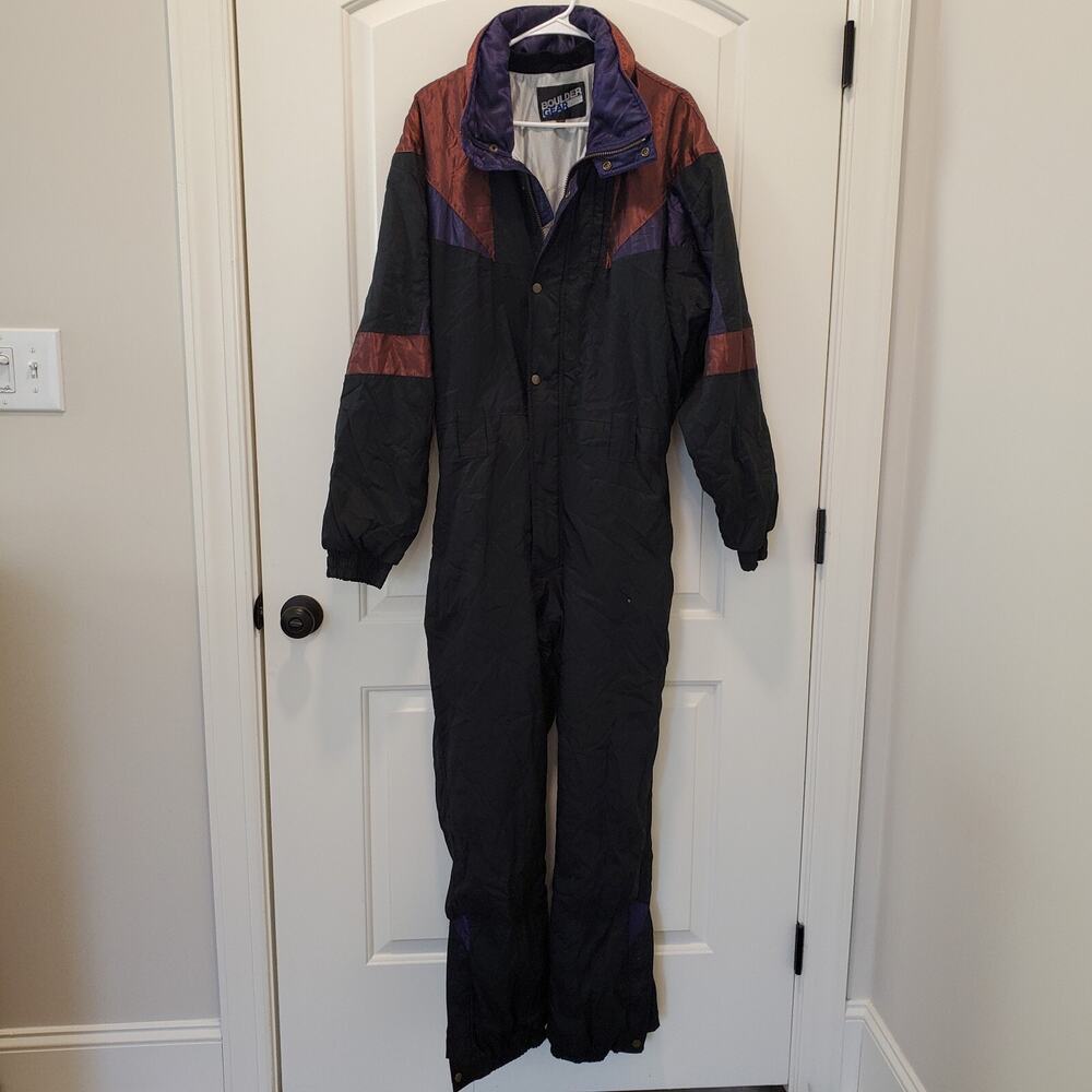 Vtg Boulder Gear Ski Suit One-Piece Softshell Solar Lock 80’s Unisex L Metallic